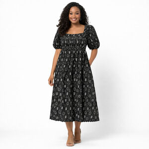 Saint Geraldine Dress Womens Small Black Floral Cottagecore Prairie Puff Sleeve